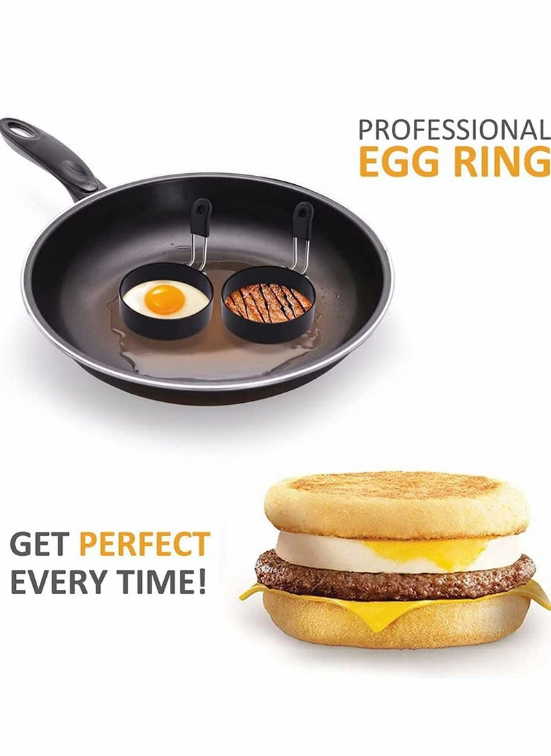KASTWAVE - Egg Mold King, Round Stainless Steel Cooking Eggs, Round Breakfast Household Mold Tool, Non Stick Maker Rings for Frying Shaping and More 4 Pack - Image 1
