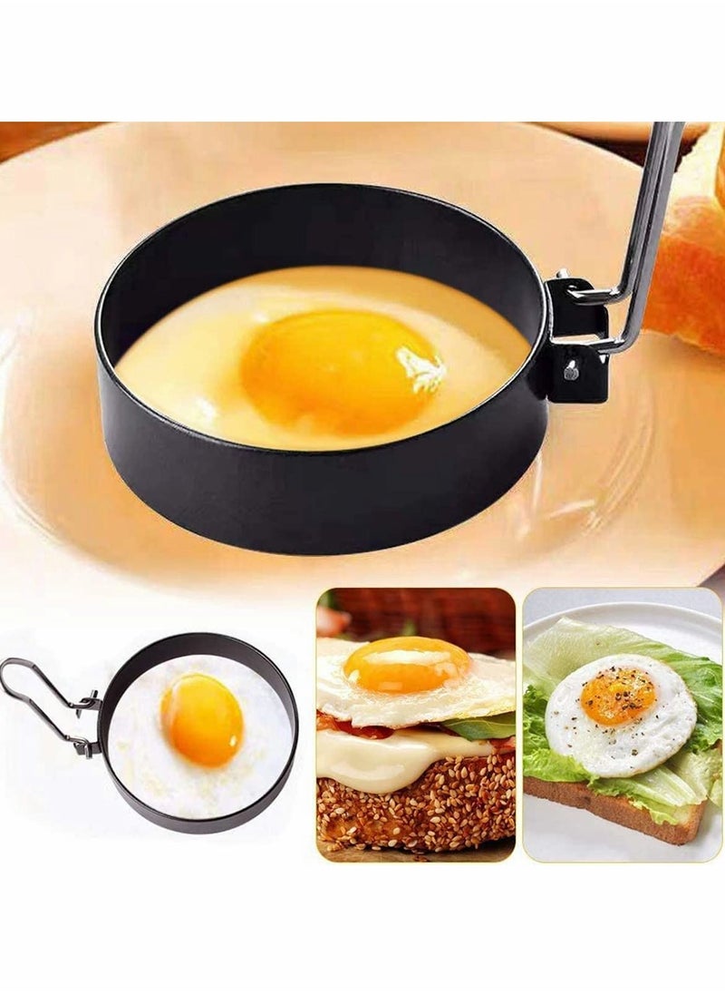 KASTWAVE - Egg Mold King, Round Stainless Steel Cooking Eggs, Round Breakfast Household Mold Tool, Non Stick Maker Rings for Frying Shaping and More 4 Pack - Image 1