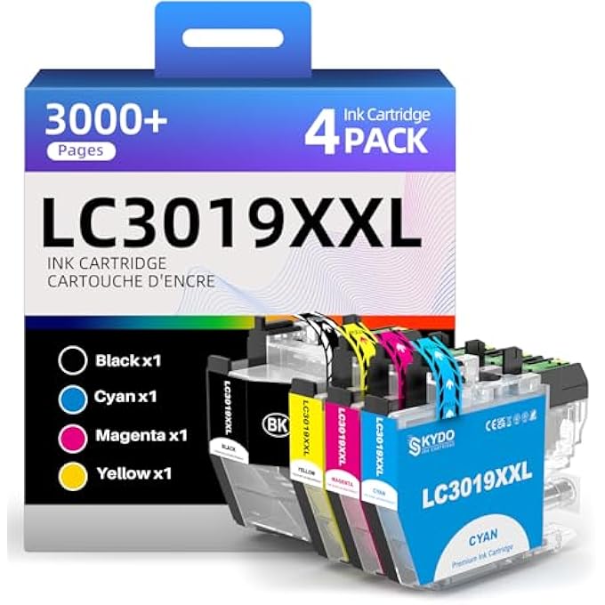 LC3019XXL INK CARTRIDGES REPLACEMENT FOR BROTHER LC3019 XXL LC 3019-XXL LC3019 WORK WITH BROTHER MFC-J5330DW MFC-J6530DW MFC-J6730DW MFC-J6930DW PRINTERS (BLACK, CYAN, MAGENTA, YELLOW, 4 PACK) - Image 2