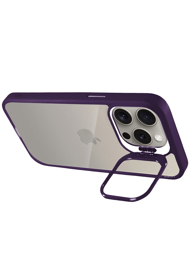 CATANES - 2 Pack iPhone 15 Pro Case Cover and Lens Protector and Screen Protector Built-in Camera Stand and Compatible with MagSafe Full Body Shockproof Case Clear Purple - Image 1