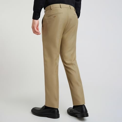 Raymond Men's Slim Fit Polyviscose Blend Flat Front Structure Pattern Dark Fawn Formal Trouser (Size: 36)-RMTS04735-F6 - Image 4