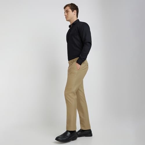 Raymond Men's Slim Fit Polyviscose Blend Flat Front Structure Pattern Dark Fawn Formal Trouser (Size: 36)-RMTS04735-F6 - Image 5