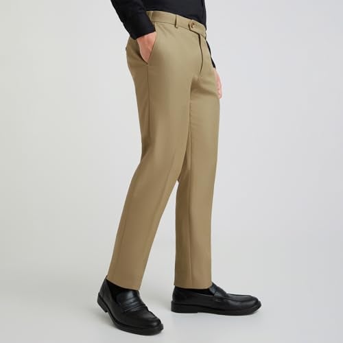 Raymond Men's Slim Fit Polyviscose Blend Flat Front Structure Pattern Dark Fawn Formal Trouser (Size: 36)-RMTS04735-F6 - Image 2