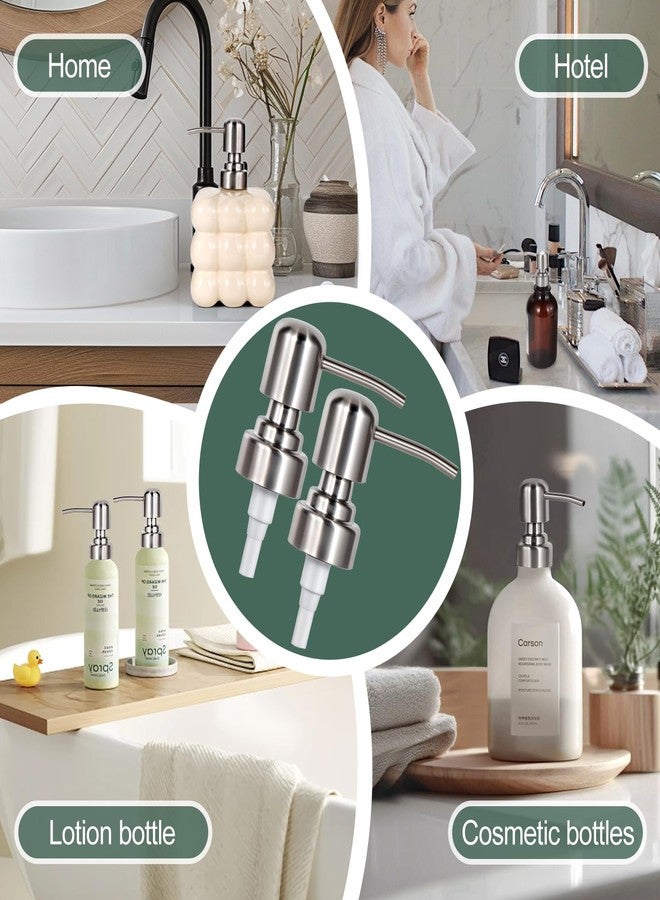 Tuipmui Soap Dispenser Pump Replacement, Kitchen Sink and Bathroom Soap Pump Replacement, Reusable 304 Stainless Steel Hand Soap Pump, Shampoo Pump, Standard Diameter 28/400 Neck Size (2 Pack) - Image 5