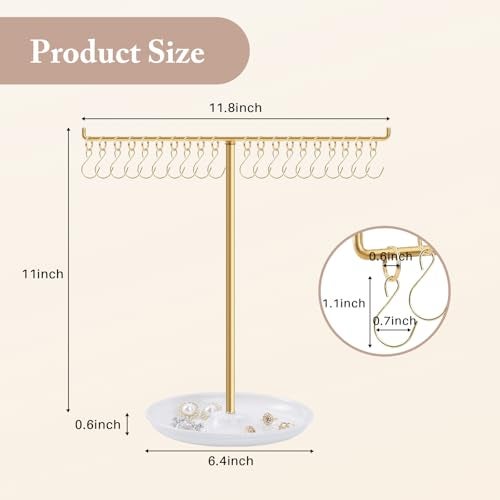 OAOLEER Bracelet Holder Display Gold Jewelry Holder with 20 Movable Hooks Bracelet Stand Organizer Jewelry Display Stand for Necklaces Bangles - Image 3
