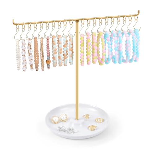 OAOLEER Bracelet Holder Display Gold Jewelry Holder with 20 Movable Hooks Bracelet Stand Organizer Jewelry Display Stand for Necklaces Bangles - Image 1