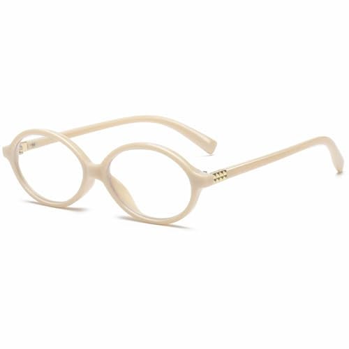Breaksun Fashion Oval Glasses for Women Men Retro Round Tortoise Frame Blue Light Glasses Nerd Eyeglasses (Beige) - Image 1