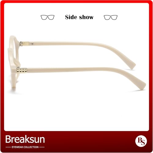 Breaksun Fashion Oval Glasses for Women Men Retro Round Tortoise Frame Blue Light Glasses Nerd Eyeglasses (Beige) - Image 3