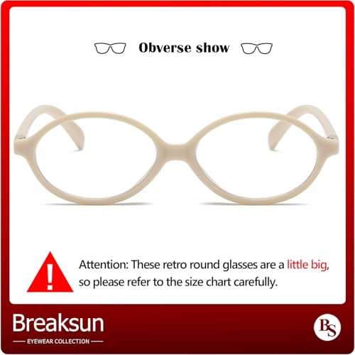 Breaksun Fashion Oval Glasses for Women Men Retro Round Tortoise Frame Blue Light Glasses Nerd Eyeglasses (Beige) - Image 2