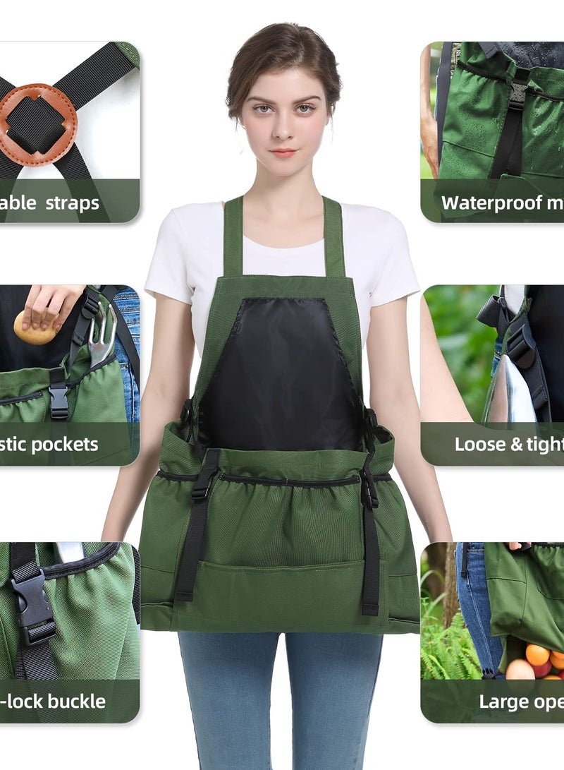 SOLARAE مئزر حديقة مقاوم للماء مع جيوب للنساء والرجال، حقيبة حصاد حديقة مع جيوب سريعة الإطلاق لحديقة مريحة - Image 5