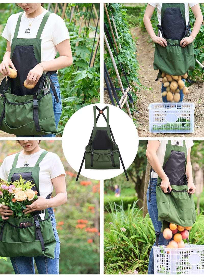 SOLARAE مئزر حديقة مقاوم للماء مع جيوب للنساء والرجال، حقيبة حصاد حديقة مع جيوب سريعة الإطلاق لحديقة مريحة - Image 3