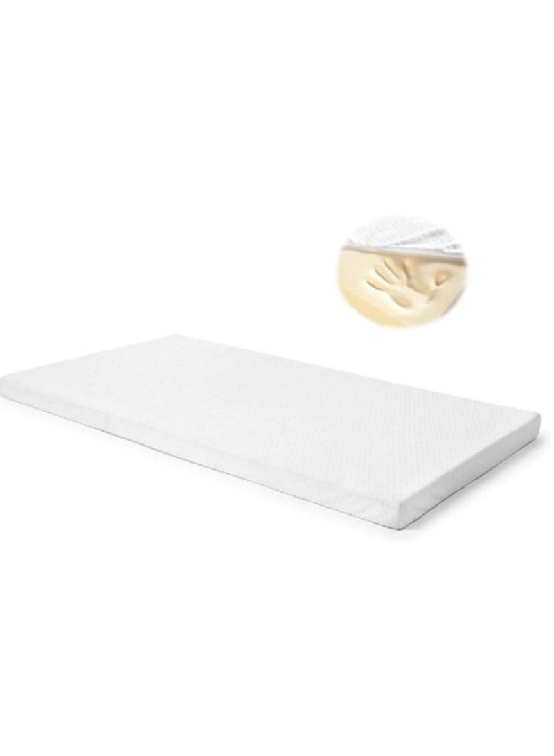 AL WADI FURNITURE AWF AL WADI FURNITURE 5cm Thick Luxury Soft Ventilated Visco Memory Foam Toddler/Crib/Baby Bed Mattress Topper,with Removable Belgium Jacquard Cotton Non-Slip Cover, Max Back Support - 70W x 130L cm  - Image 1