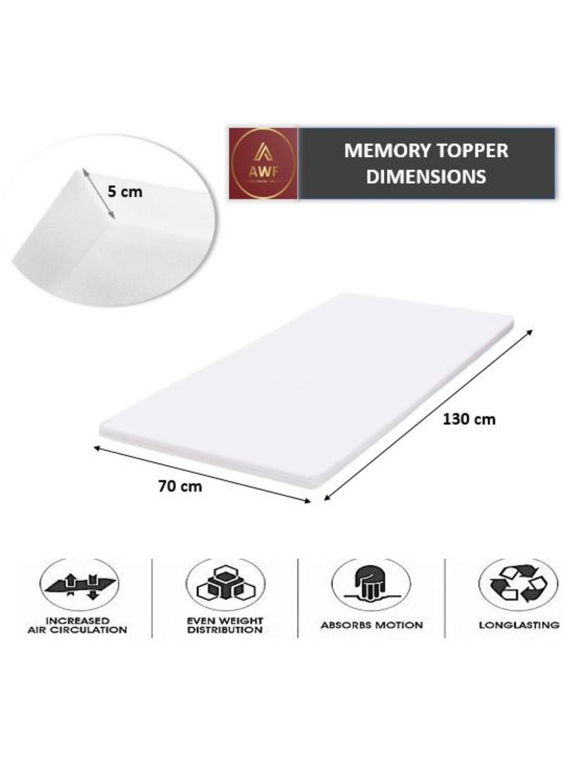 AL WADI FURNITURE AWF AL WADI FURNITURE 5cm Thick Luxury Soft Ventilated Visco Memory Foam Toddler/Crib/Baby Bed Mattress Topper,with Removable Belgium Jacquard Cotton Non-Slip Cover, Max Back Support - 70W x 130L cm  - Image 2