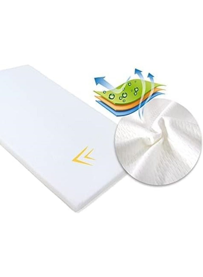 AL WADI FURNITURE AWF AL WADI FURNITURE 5cm Thick Luxury Soft Ventilated Visco Memory Foam Toddler/Crib/Baby Bed Mattress Topper,with Removable Belgium Jacquard Cotton Non-Slip Cover, Max Back Support - 70W x 130L cm  - Image 3