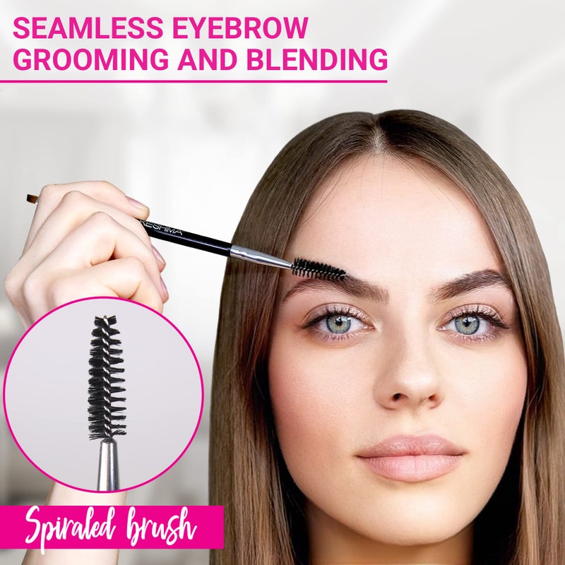 Keshima Eyebrow Brush Duo by Keshima - Premium Quality Angled Eye Brow Brush and Eyebrow Spoolie - Image 4