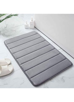 SKY-TOUCH Bath Mat 2 Pack Memory Foam Bath Mat Non SlipSoft  Comfortable Bath Mat With Highly Absorbent Bathroom Mat Non Slip for Shower Tub and Floor Non Slip Grey 50x80cm  - Image 1