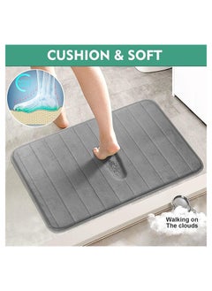 SKY-TOUCH Bath Mat 2 Pack Memory Foam Bath Mat Non SlipSoft  Comfortable Bath Mat With Highly Absorbent Bathroom Mat Non Slip for Shower Tub and Floor Non Slip Grey 50x80cm  - Image 2