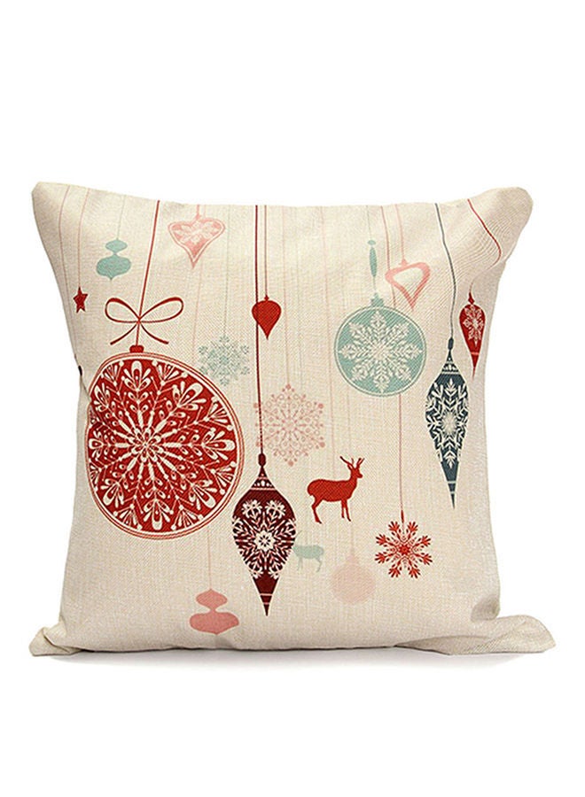 نيبمينينت غطاء وسادة زينة برسمة ظبي مع كتل رقيقة من الثلج المتساقط بيج/أحمر 45x45سنتيمتر