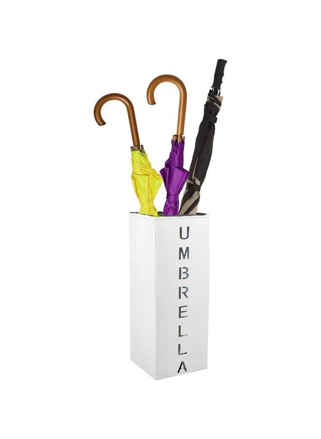 Abizarch Metal Umbrella Stand, 16.5x6.3x6.3inch Square Free Standing Umbrella Rack Decorative Umbrella Holder Bin Multipurpose Walking Sticks Holder for Umbrella Cane Entryway Home Office(white) - Image 2