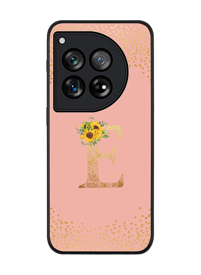 Stylizedd Rugged Black edge case for OnePlus 12R / OnePlus Ace 3 5G, Slim fit Soft Cover Custom Monogram Initial Letter Floral Pattern Alphabet - E (Rose Pink)  - Image 1
