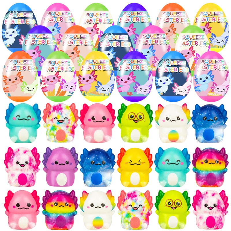 Cherislpy 24 Pack Prefilled Easter Eggs with Slow Squishy Toys Axolotl Toy Easter Eggs Filled for Kids Boys Girls Easter Basket Stuffers Party Favors Easter Egg Fillers Hunt - Image 3