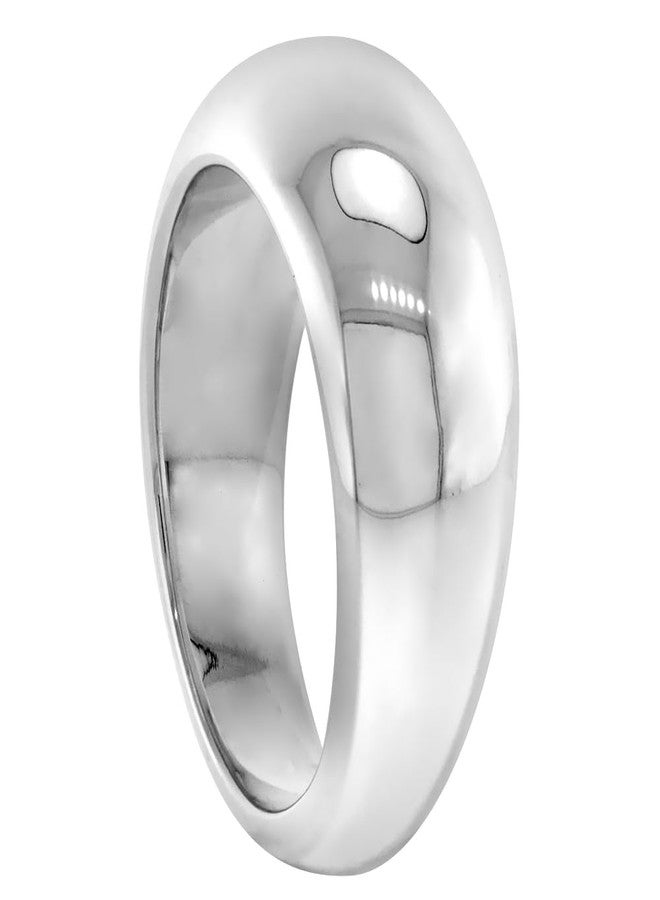 سابرينا سيلفر خاتم سيجار من الفضة الإسترلينية بتصميم قبة منخفضة للنساء، بلمسة نهائية مثالية، عرض 3/8 بوصة، مقاس 7 - Image 3