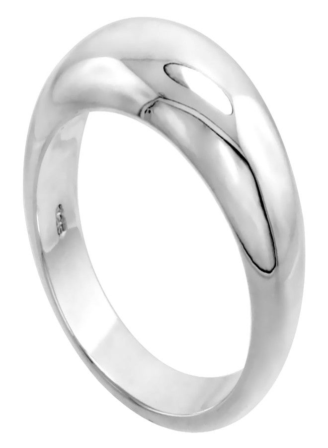 سابرينا سيلفر خاتم سيجار من الفضة الإسترلينية بتصميم قبة منخفضة للنساء، بلمسة نهائية مثالية، عرض 3/8 بوصة، مقاس 7 - Image 1