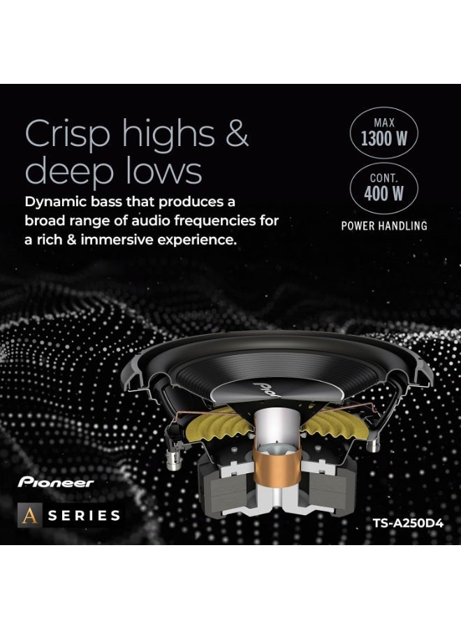 بايونير Pioneer TS-A250D4 – مضخم صوت (Subwoofer) للسيارات مقاس 10 بوصات بملف صوتي مزدوج – قدرة قصوى 1300 واط / قدرة مستمرة (RMS) 400 واط - Image 4