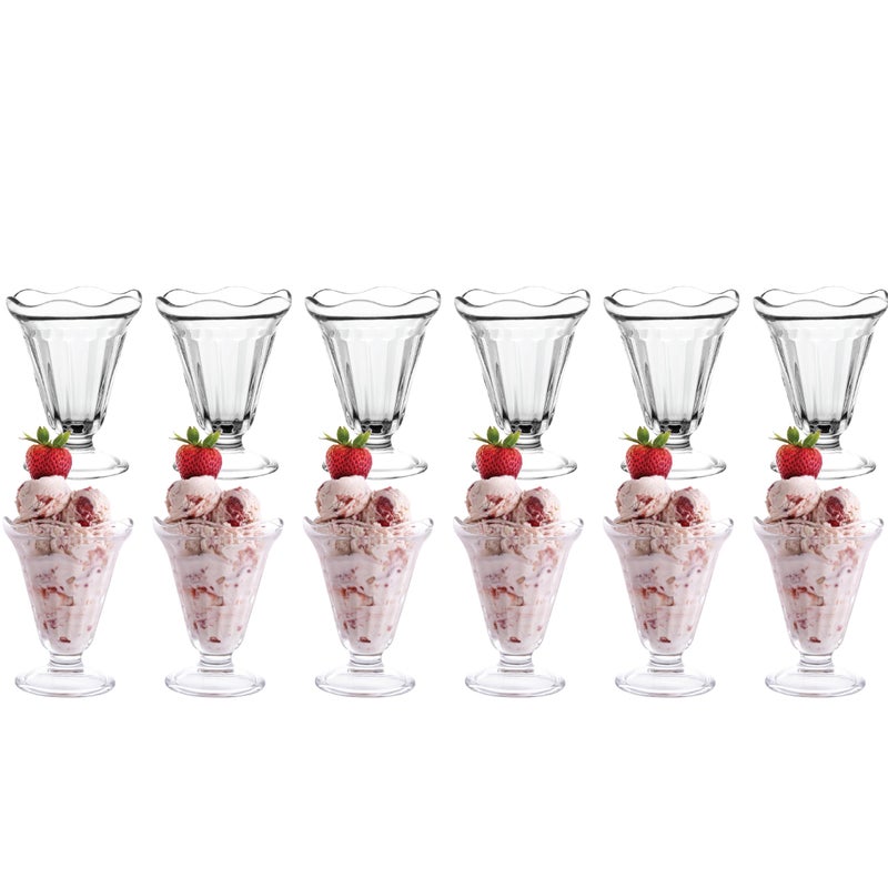 Vikko Vikko Glass Dessert Cups Set of 12 Footed Ice Cream Bowls 75 Ounce Milkshake Glasses Thick and Durable Parfait Sundae Cups 