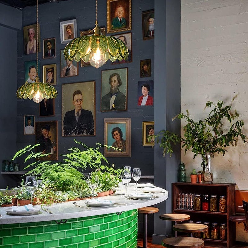 Green Glass Pendant Light E27 - Image 2