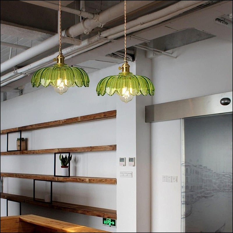 Green Glass Pendant Light E27 - Image 3