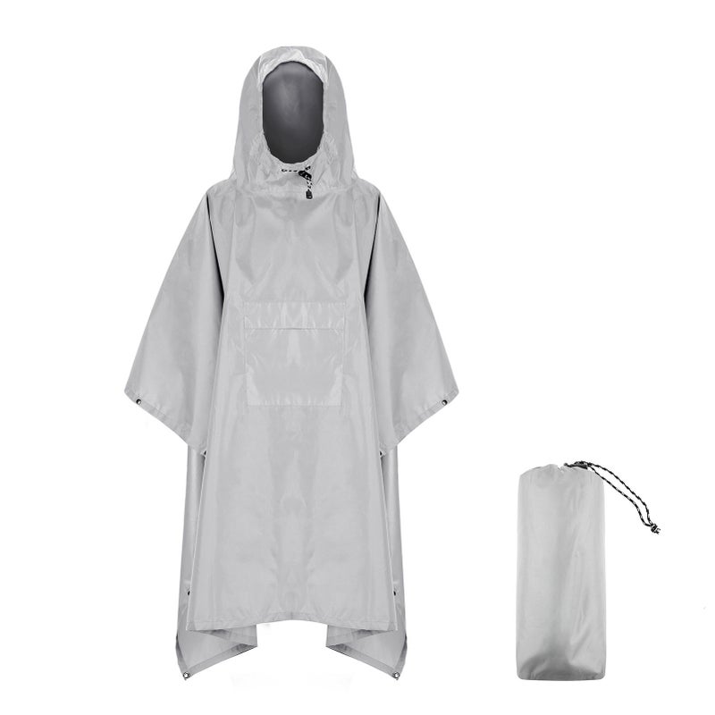 Hooded Rain Poncho with Pocket Lightweight Waterproof Rain Coat Jacket Sun Shelter for Men and Women Camping Hiking Traveling - Image 1