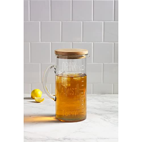 Mud Pie Drink Pitcher Wood Lid, Glass, 79 oz - Image 2