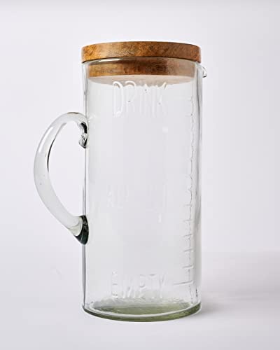 Mud Pie Drink Pitcher Wood Lid, Glass, 79 oz - Image 5