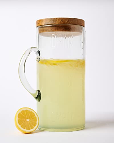 Mud Pie Drink Pitcher Wood Lid, Glass, 79 oz - Image 4