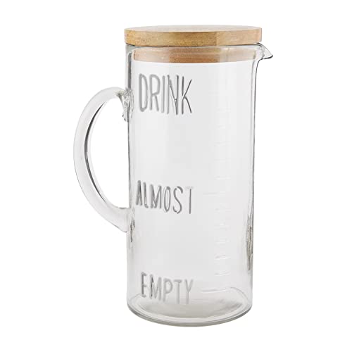 Mud Pie Drink Pitcher Wood Lid, Glass, 79 oz - Image 1