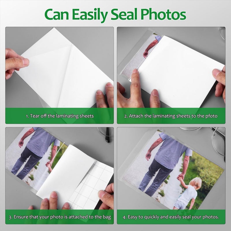 EXCEART 50 Pack Self Seal Laminating Pouches for Photos Adhesive Laminating Sheets DIY Photo Protection Film Waterproof Plastic Sheets - Image 5