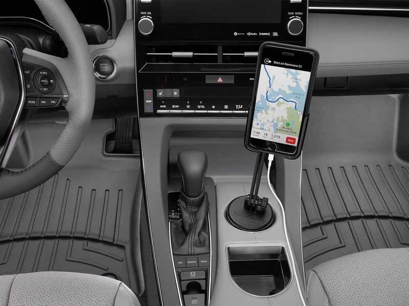 WeatherTech CupFone with Extension – Adjustable, Universal Cup Holder Cell Phone Mount Car & Truck Accessory – Best Design for iPhone & Smartphone Charging – Black Plastic Knobs - Image 2