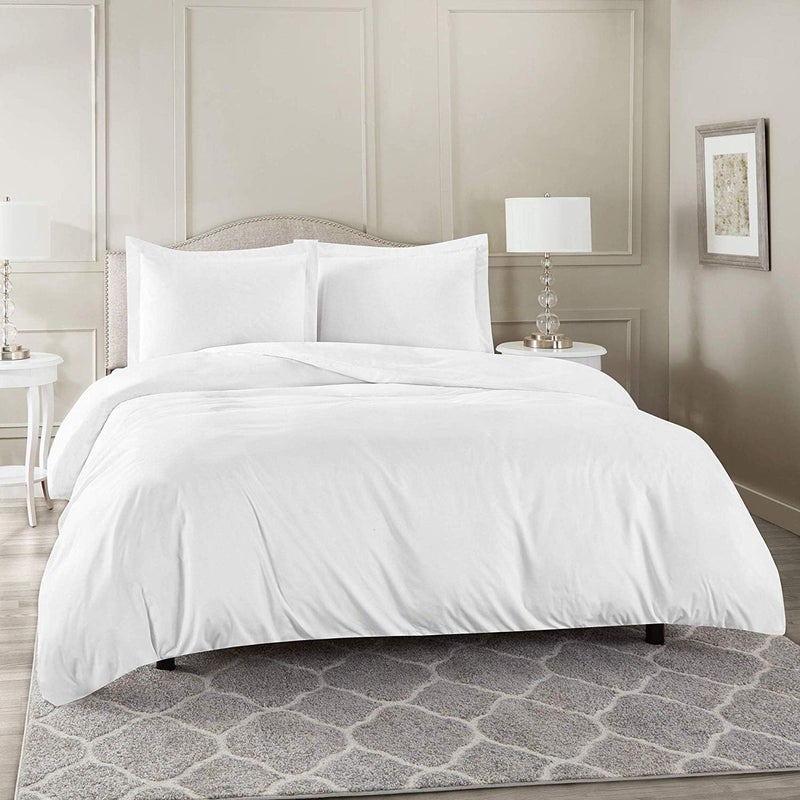 KEDARA CLOTH Duvet Cover 100 Egyptian Cotton 600 TC 92x102 Double Size Duvet CoverComforter Coverrazai CoverZipper Closer Duvet Cover with 2 Pillow Covers 92x102 InchWhite Solid - Image 1