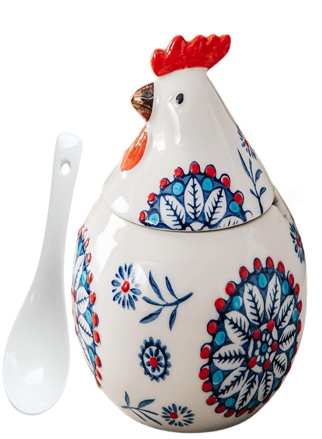 stablerice 14OZ Ceramic Salt Cellar with Lid and Spoon,Chicken Salt Container with Spoon, Salt Jar for Counter, Coffee, Sugar, Spices and Candies, Salt and Sugar Container sets for Countertop - Image 1