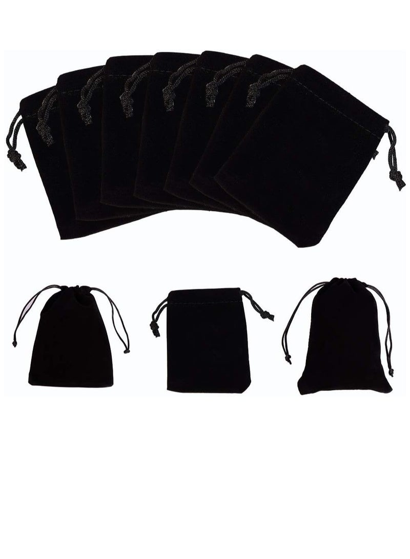 Vitacelli Velvet Drawstring Bags Pouches for Jewelry Gift Packaging Black H36xL25CM (10 PCS) - Image 1
