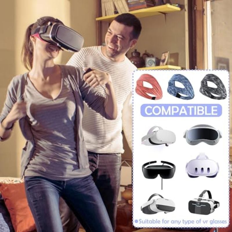 VR Face Mask Set 3-Pack Breathable Sweat Absorbing Headgear - Adjustable VR Mask For Kids Adults Lightweight Ventilated Eye Mask " " Replacement Mask For Quest 3 - Image 3