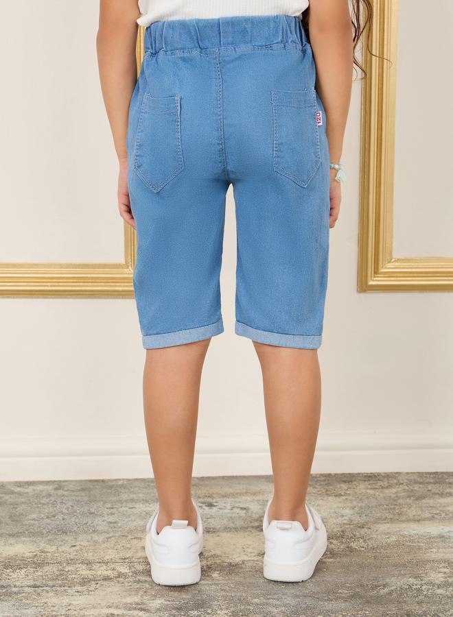 Styli Heart Tassel Texture Denim Short  - Image 4