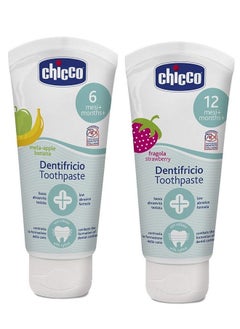 Chicco Toothpaste Apple-Banana (50Ml) And Strawberry (50Ml) Combo (100Ml Total)  - Image 1