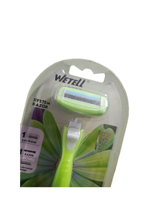 وي تيل ماكينة حلاقة نسائية بثلاث شفرات نانوية دقيقة وشريط مرطب 360 درجة، للبشرة الحساسة، ورأس مرن يتناسب مع محيط البشرة، وزعانف مطاطية واقية لحلاقة ناعمة وآمنة بدون تهيج. - Image 2