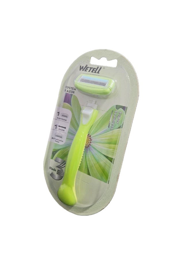 وي تيل ماكينة حلاقة نسائية بثلاث شفرات نانوية دقيقة وشريط مرطب 360 درجة، للبشرة الحساسة، ورأس مرن يتناسب مع محيط البشرة، وزعانف مطاطية واقية لحلاقة ناعمة وآمنة بدون تهيج. - Image 3