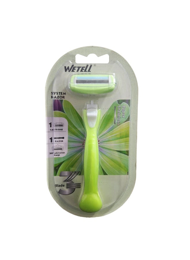 وي تيل ماكينة حلاقة نسائية بثلاث شفرات نانوية دقيقة وشريط مرطب 360 درجة، للبشرة الحساسة، ورأس مرن يتناسب مع محيط البشرة، وزعانف مطاطية واقية لحلاقة ناعمة وآمنة بدون تهيج. - Image 1