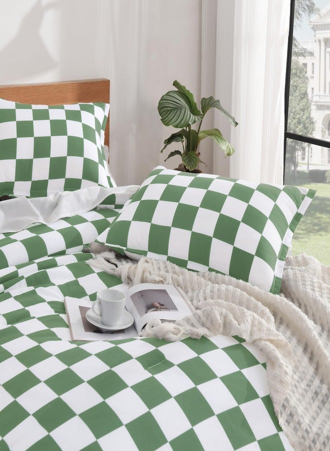 Andency Green Checkered Comforter Twin(66x90Inch), Plaid Gingham Buffalo Grid Bedding Comforter Sets for Boys Kids Teens, 2 Pieces Lightweight Microfiber Geometric Preppy Bed Set - Image 4