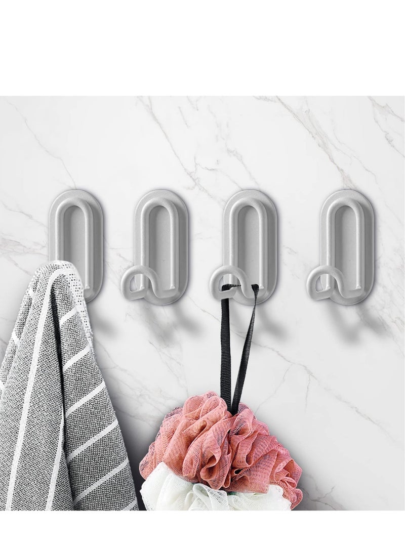 SYOSI Adhesive Hooks, Matte White Towel Hook, Sticky Hanger for Kitchen and Door, Bathroom Wall Hooks for Hanging Towel Robe Hat Coat Key, 4Packs - Image 1