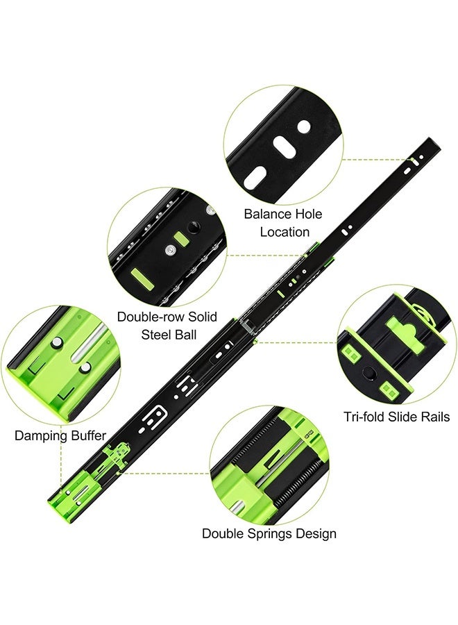 غنافوتو 2 قطعة من سكك الأدراج، سكك أدراج قابلة للتمديد بالكامل مع إغلاق ناعم، سكك خزانة من الفولاذ المقاوم للصدأ بسمك 3 أضعاف، مسارات سكك، 350 مم - Image 2